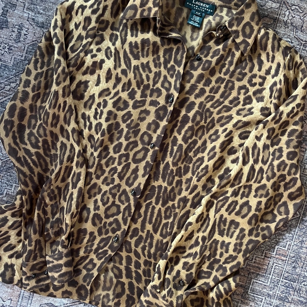 Ralph Lauren Silk Leopard print blouse Sz PS